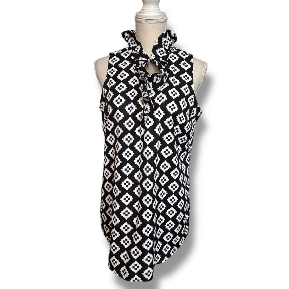 Mudpie Black & White Geometric Print Tunic Top - Size Medium